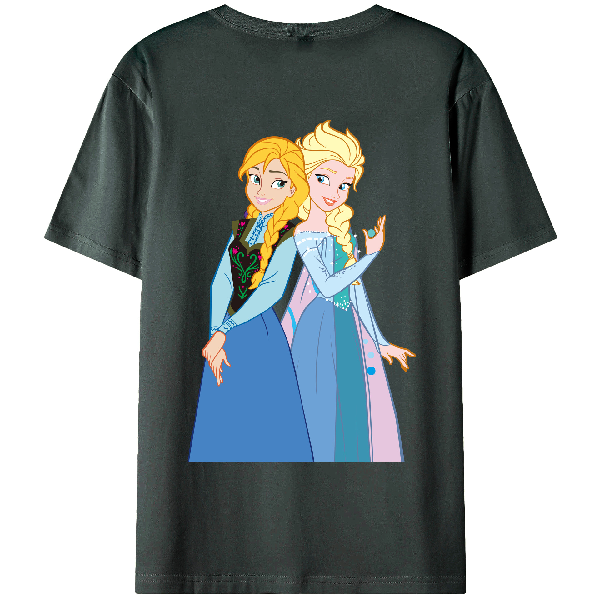 （画像用） アナと雪の女王 アンナ エルサ Frozen Anna Elsa 綿100％ メンズ半袖Tシャツ（バックプリント） 通気性